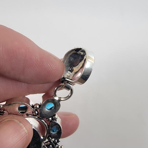 Sodalite Pendant Necklace – With Blue Topaz Accents + 20" Sterling Silver Chain - Picture 4 of 10